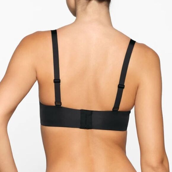 NWT SKIMS No Show Molded Unlined Balconette Sexy Sheer Lingerie In Onyx Black - Picture 2 of 8